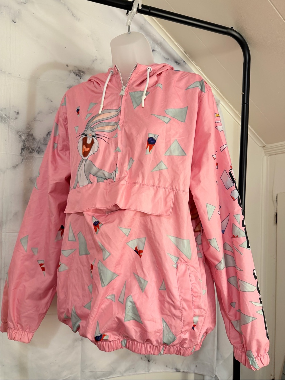 Members only Pink Bugs Bunny Hoodie Windbreaker Jacket